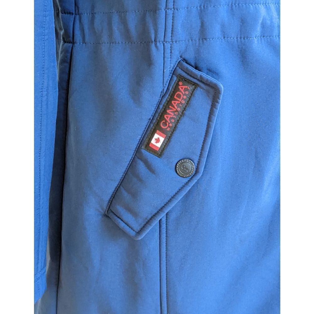 Canada WeatherGear Navy Full Zip Hooded Long Jacket Size S - Picture 10 of 13